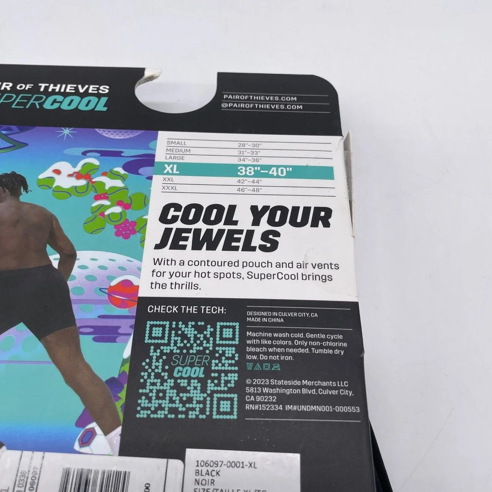Pair of Thieves Men's Black SuperCool Long Boxer Briefs 2-Pack Size XL